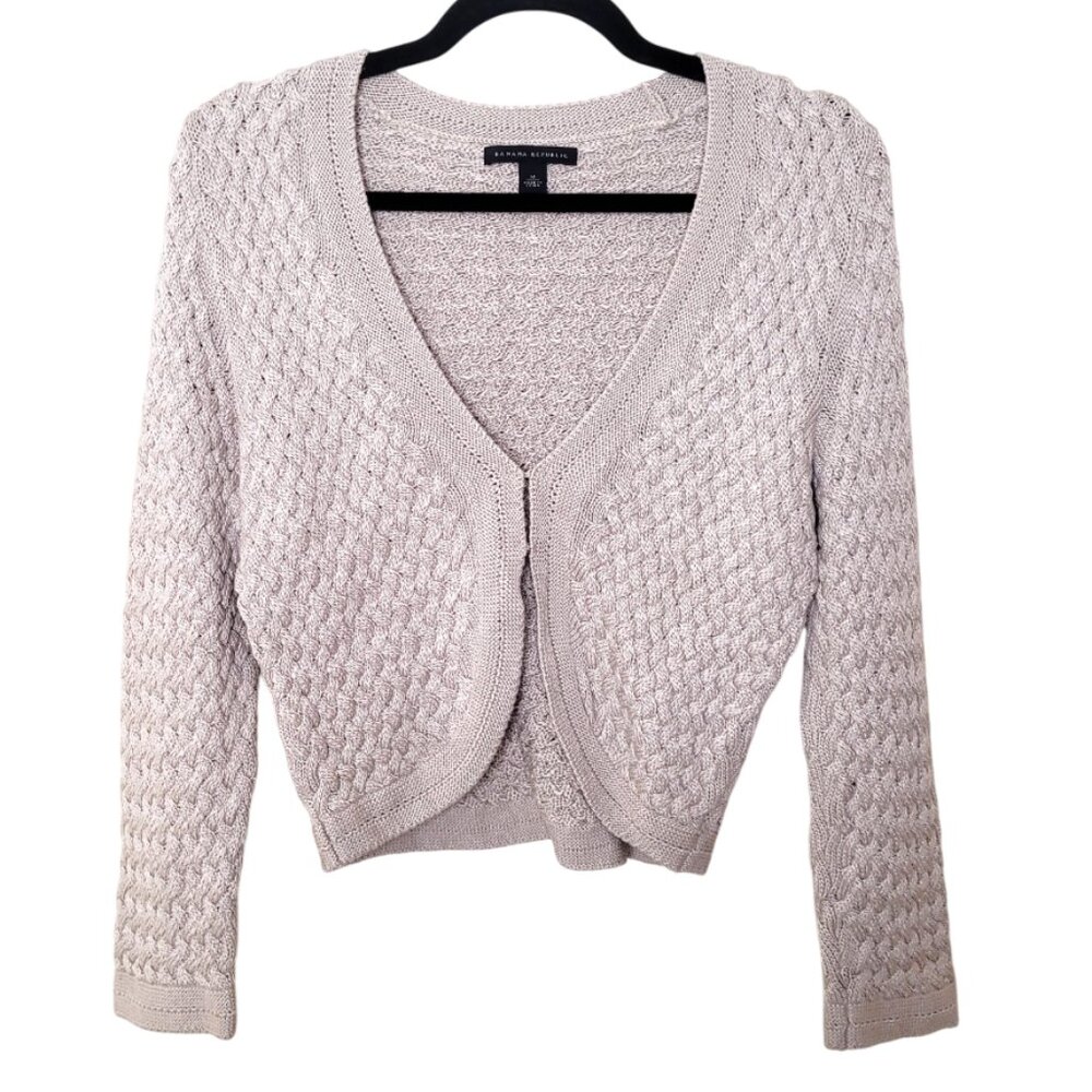 Banana Republic Silvery Gray Basket Weave Knit Cardigan women's small/medium